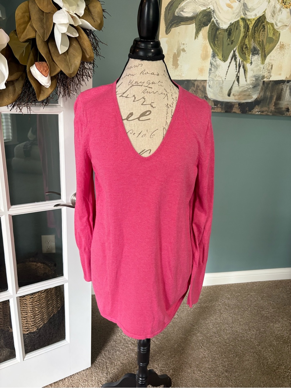 NIC+ZOE Women's V-Neck Long Sleeve Top - Pink